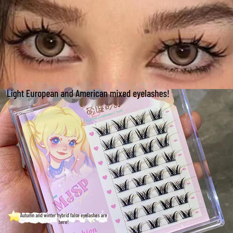 Mengji Shangpin Přírodní umělé řasy - 10 řad s vysokou kapacitou, divoký ďábelský styl jednotlivé trsy pro komiksový vzhled Barbie.