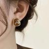 Vintage Coffee Color Square Resin Stud Earrings For Women Girls Fashion Metal Irregular Geometric Earrings Zircon 2023 Trendy