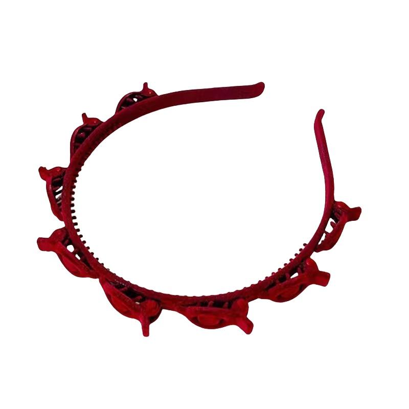 1 Piece Hair Accessories With Clip Ring Fashion Double-Band Hairband Flocked Non-Slip Braided Hair Decorative Hairpin Hairband