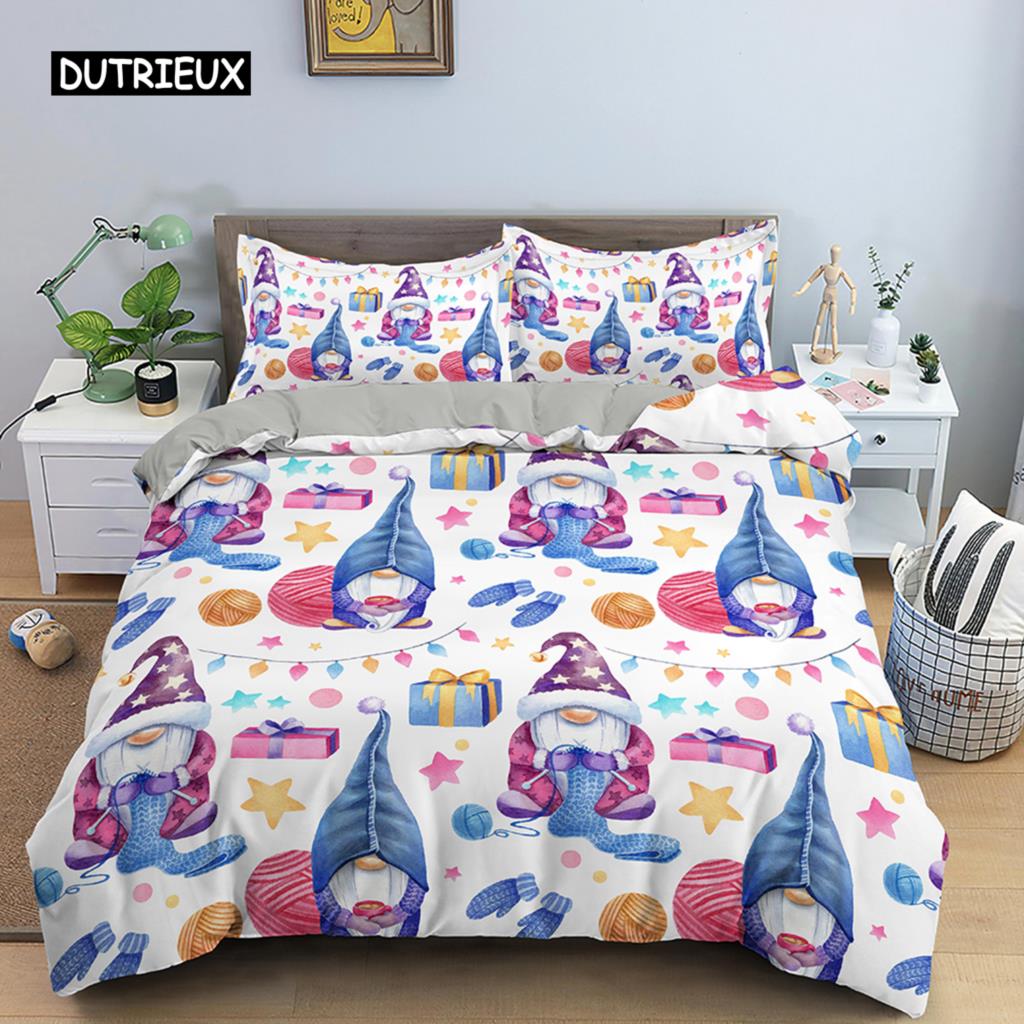 Weihnachts-Bettwäsche-Set 3D-Druck Weihnachtsmann Bettbezug-Set King Queen Einzel-Doppelgröße Kinder Polyester-Bettwäsche-Set ohne Bettlaken