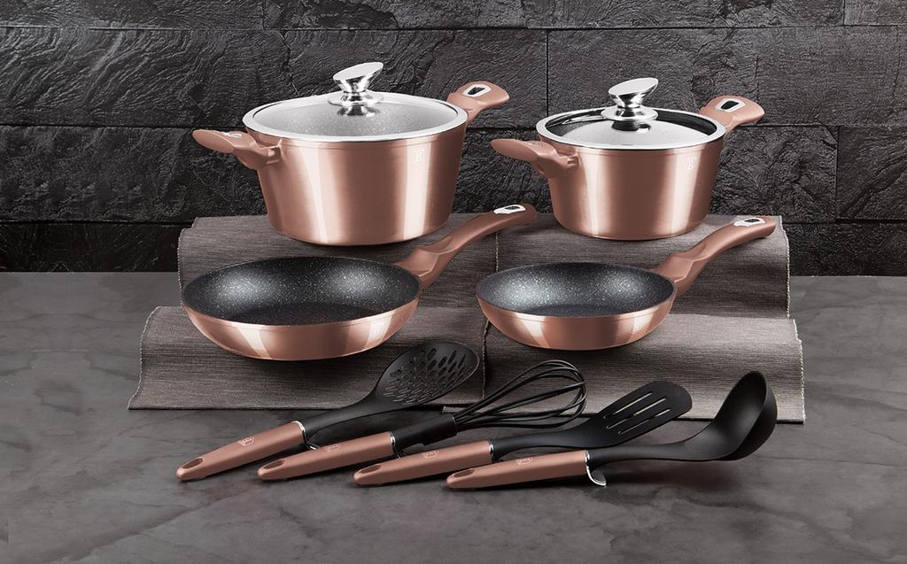 Berlinger Haus Bh-6142 Rose Gold Granite Cookware Set