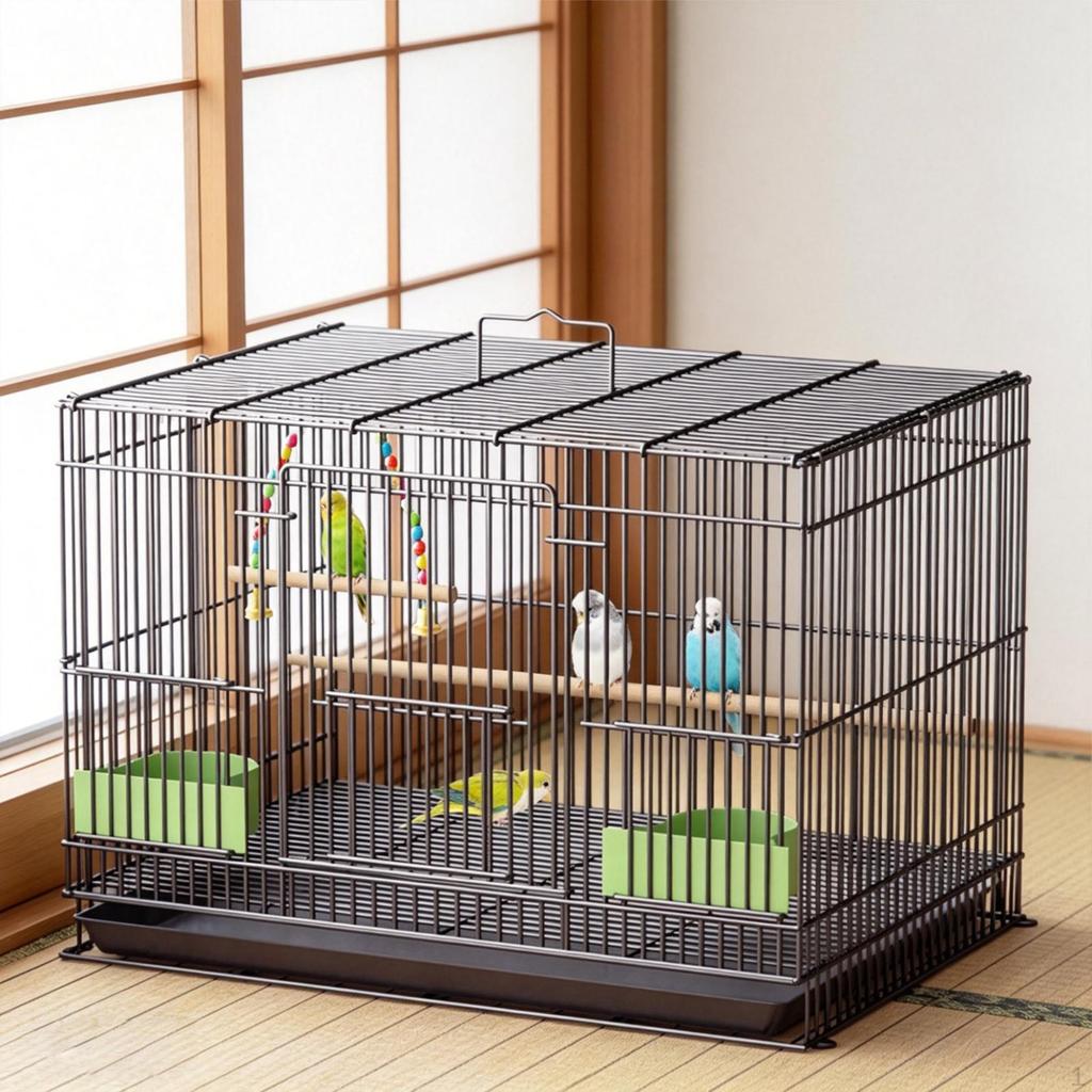 Bird Cage, Carrier with Perches, Portable Iron Cage for Parakeets, Canaries, Small Birds, Cockatoos