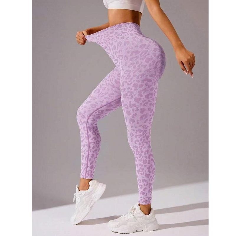 Sportovní legíny s vysokým pasem Dámské bezešvé leopardí jógové kalhoty Zvedání boků Trénink Fitness Venkovní legíny pro ženu