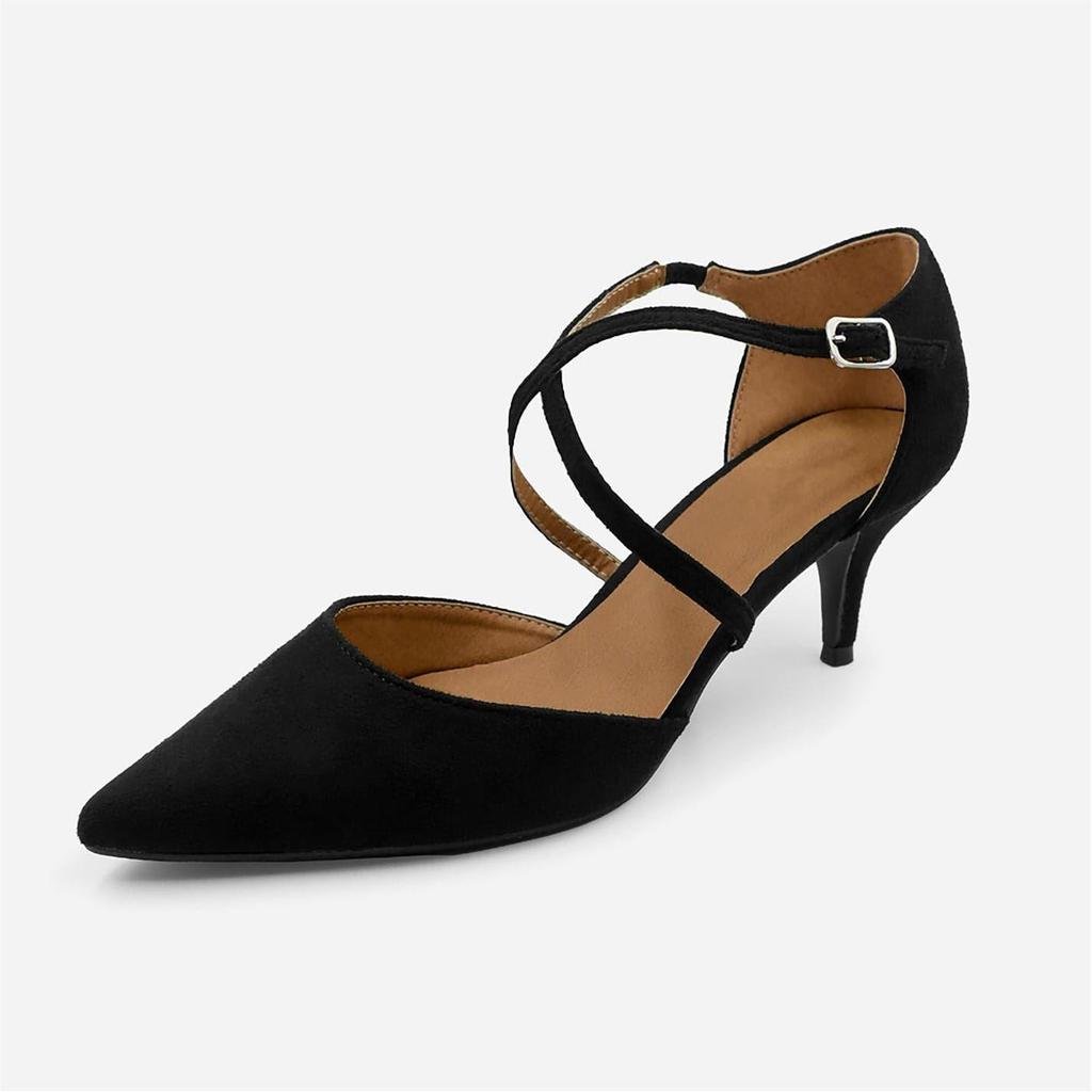 Where's That From Womens/Ladies Faux Suede Crossover Strap Low Kitten Heel Sandals