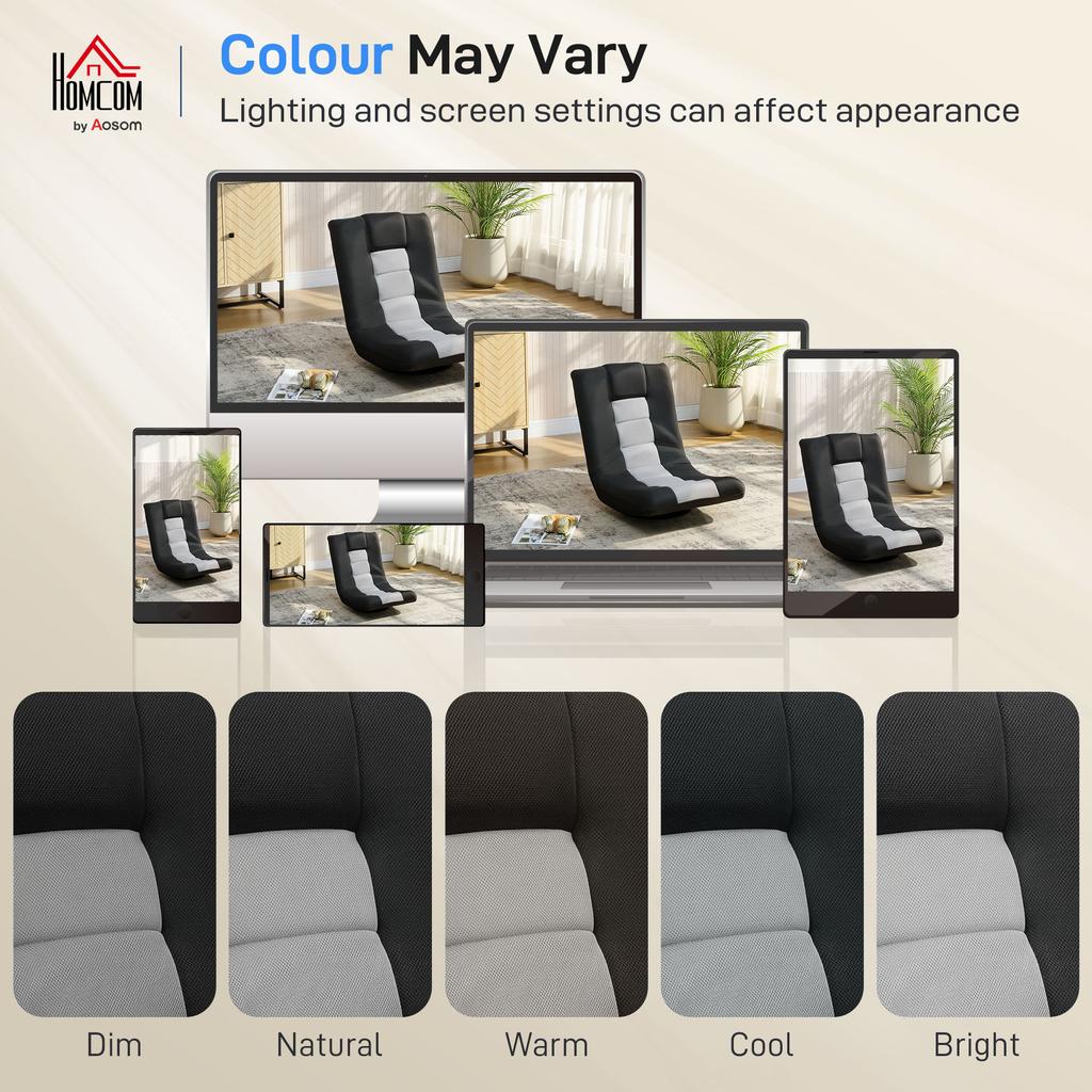 Floor Chair, Folding Floor Sofa with Adjustable Backrest, Wide Seat, Swivel Base, Black