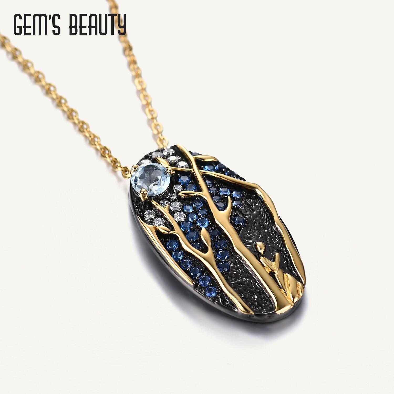 

Ожерелье с подвеской Gem s Beauty для женщин, ювелирные аксессуары, небесно-голубой топаз, модный креативный подарок на день рождения, дизайнерские ювелирные украшения