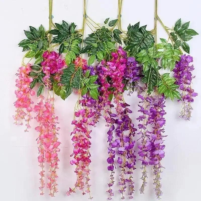 1 Pcs Artificial Wreath Flower Leaves Festive Party Supplies Vase Accessories Wisteria Rattan Christmas Decoration Home Decor