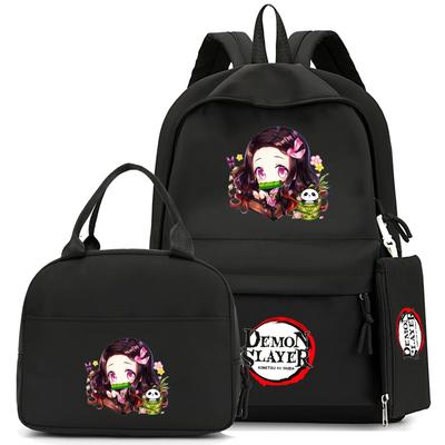 3 τεμάχια/σετ Anime Demon Slayer Backpack with Lunch Bag για κορίτσια Αγόρια Back to School Βιβλιοθήκη Σχολική Τσάντα Ανδρική Γυναικεία Τσάντα ταξιδιού Mochila