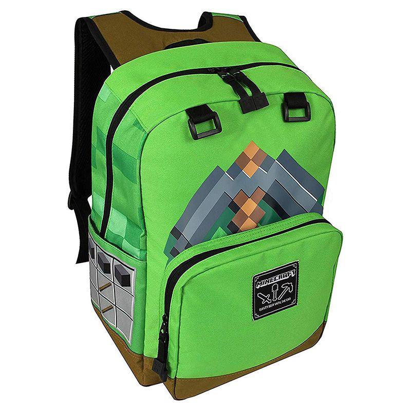 Minecraft Tile Backpack For School And Travel With Quilted Accents And Zip Closure