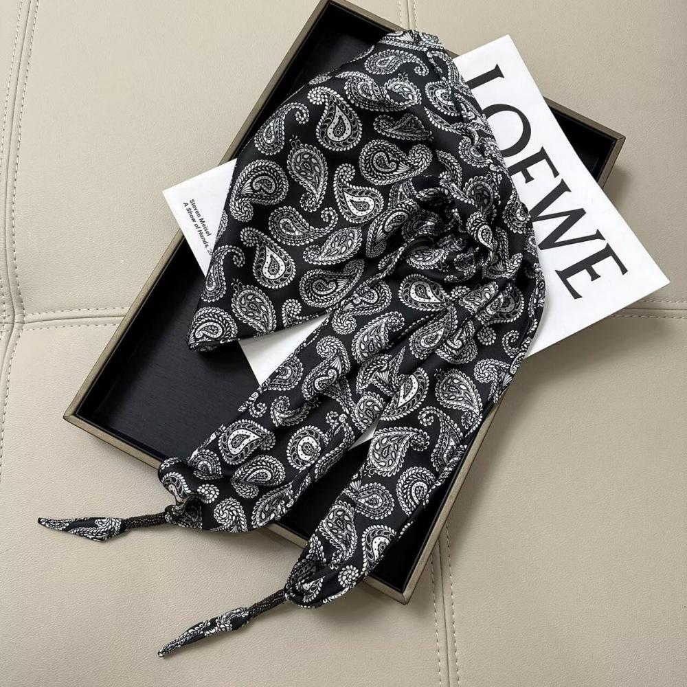 Elegant Black Striped Silk Tie Waist Triangle Scarf Belt - 2025 Collection