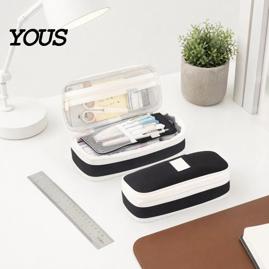 High-quality PP Pencil Box Multifunctional Case, Large Capacity Adjustable Bag, Retractable Stationery Storage Case and Organizer, Macaron Colors