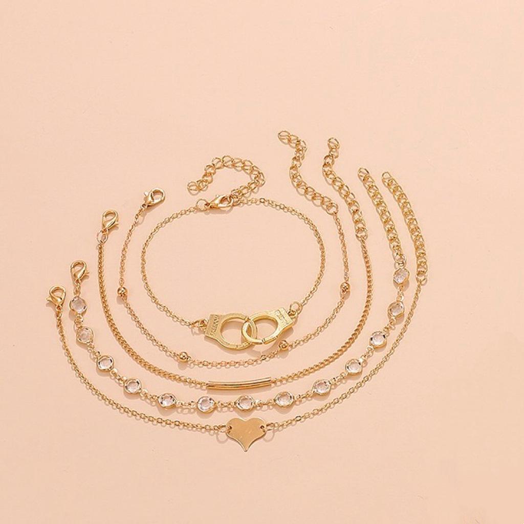 Personalized Multi-layer Beach Anklet Set with Leaf Sequins