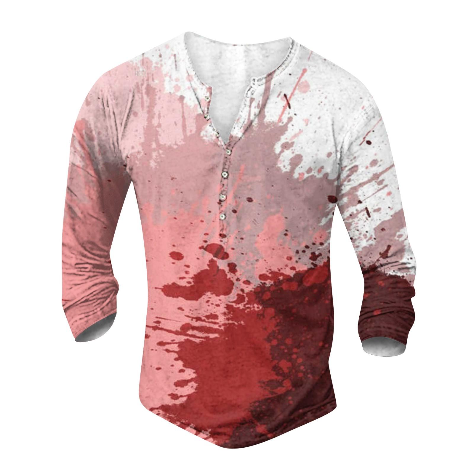 

Мужская футболка с принтом на открытом воздухе, свободный топ с длинными рукавами на пуговицах в стиле ретро S винный