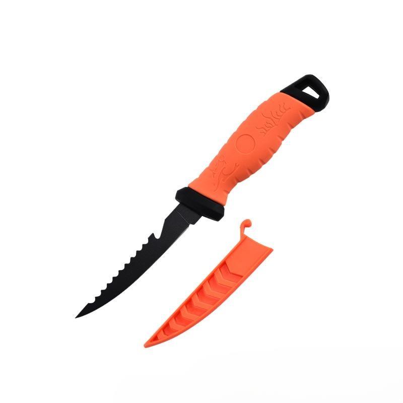 

Нескользящий скребок для рыбьей чешуи Нож из нержавеющей стали для резки рыбного филе Резиновая ручка Многофункциональный рыболовный нож Рыболовный инструмент Рыболовные снасти 5 INCH