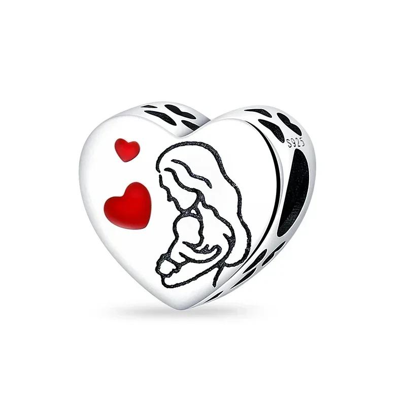 copper Heart Shaped Warm Family Love Mother Pendant Baby Feet Pacifier Charm Bead Charms Bead Charms Compatible With Bracelets Jewellery Gift