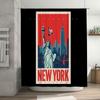 New York City Skyline Statue Of Liberty Shower Curtain Waterproof Bathroom Decor Modern Art Wall Hanging Home Decoration