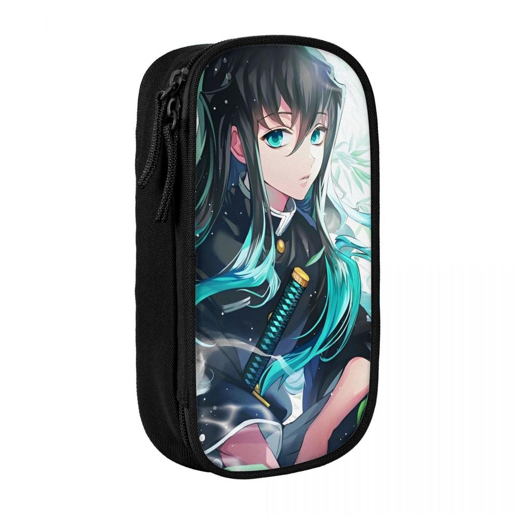 Mist Hashira Muichiro Tokito Pencil Case Demon Slayer Pen Holder Bag Girl Boy Big Capacity Students School Zipper Pencilcases