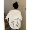 Ladies Loose Korean Japanese Style TShirt Cute Anime Bunny With Japanese Printed Round Neck Short Sleeved Casual Unisexs Top