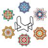 6PCS DIY Diamond Painting Coaster Sunset Beach Rhinestones Mandala Drink Cup Cushion Non-slip Table Insulation Pad Home Decor