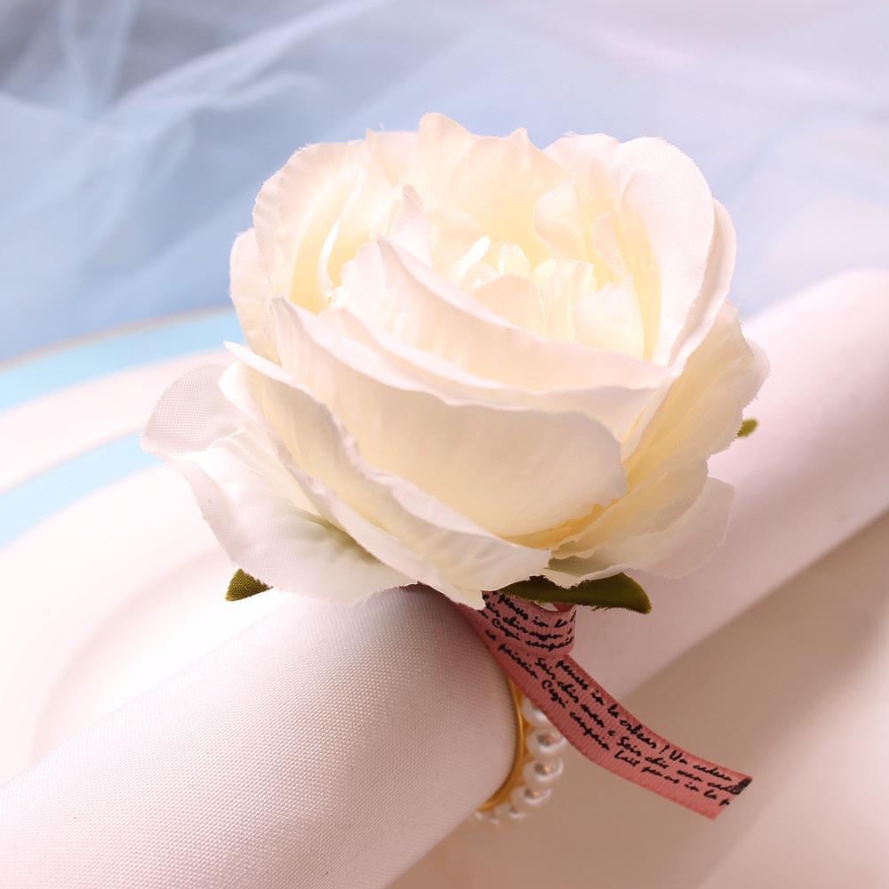 6 STK Serviettlås Creative Pearl Rose Serviettring Bryllupsfestdekorasjon Serviettspenne Hotell Borddekorasjon Ornamenter