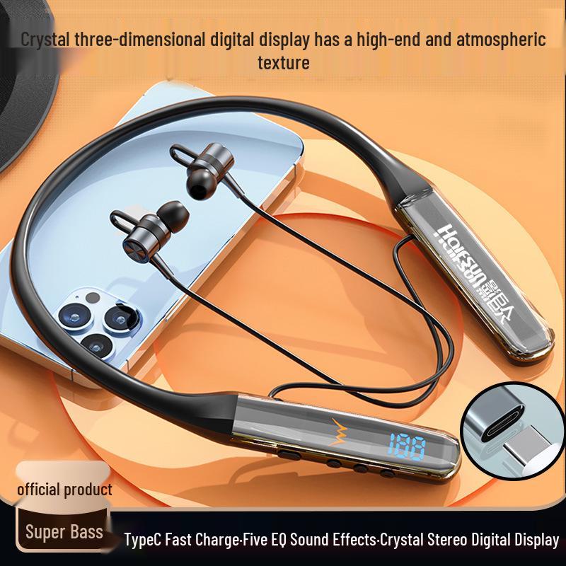 Shadow Giant Bluetooth Neckband Headset with Crystal Display and Extended Battery for Unisex Sports and Gaming