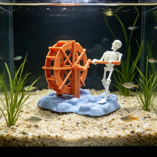 Gorgogliatore Dinamico Scheletro per Acquario, Gorgogliatore Scheletro Mobile ad Aria, Ornamento Spettrale per Acquario, Divertente Gorgogliatore Decorativo per Aerare e Ossigenare