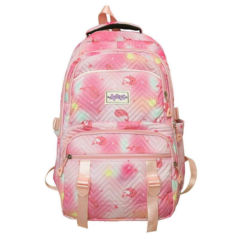 Colorful Cute Spotted Whale Print Large Capacity Student Backpack For Teens