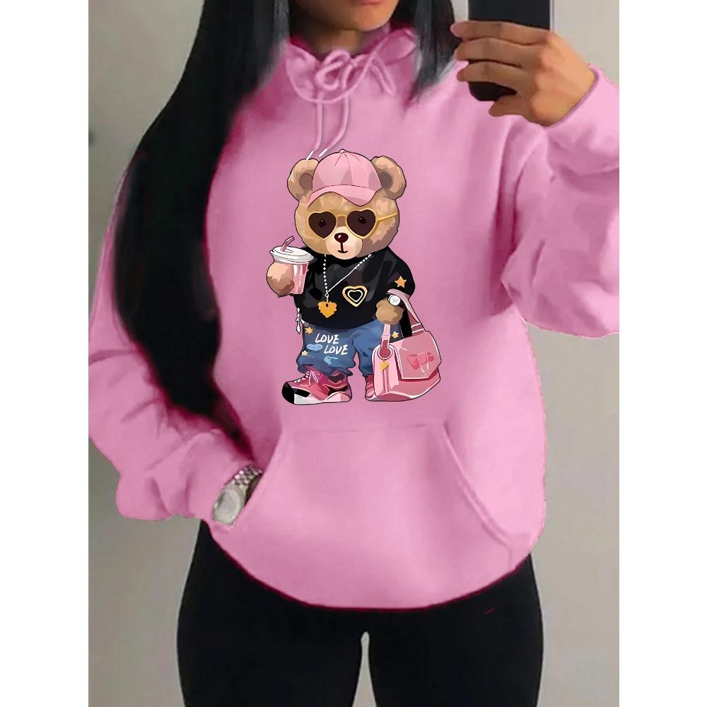 Cool Bear Sister Pattern Creative Design Women Clothes Creativity Fleece Hoodie Harajuku Pocket Pullovers Funny Autumn Hoody