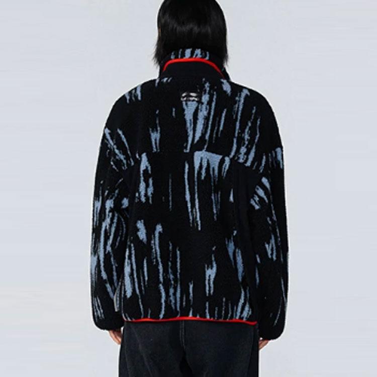 Li-Ning Sports Basketball Series Embroidered Logo Fleece-Lined Knit Jacket Men Outerwear Black AJDR435-3