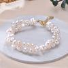 HENGSHENG Freshwater 5-6mm 8-9mm White Pearl Double Baroque Bracelet 925 Sterling Silver Fine Jewelry Gifts for Women Girls