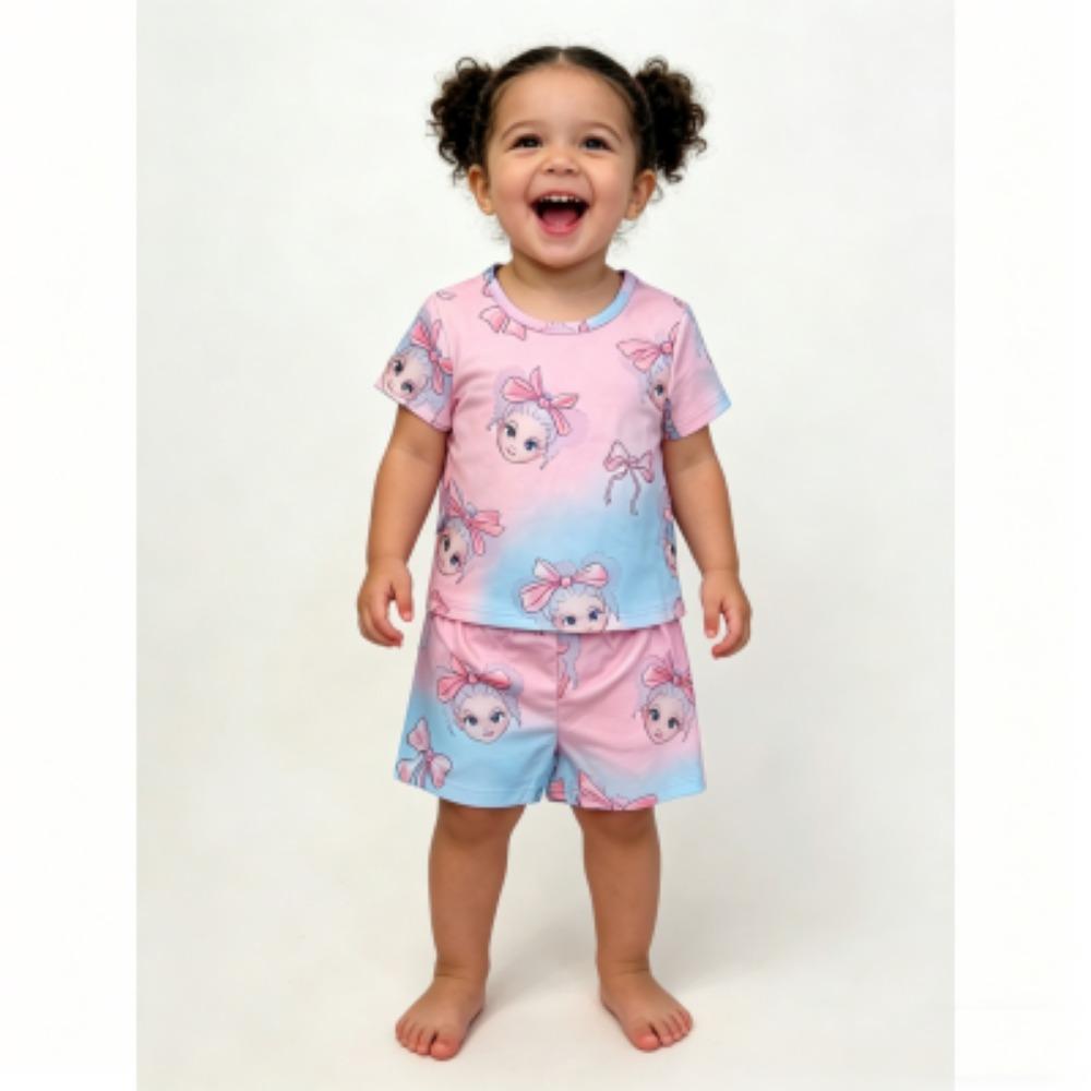 

Fun Girl Bow Print Women s Pajamas T-shirt and Shorts 2 Piece Set Summer Casual Outdoor Women s Outfit Set XXS