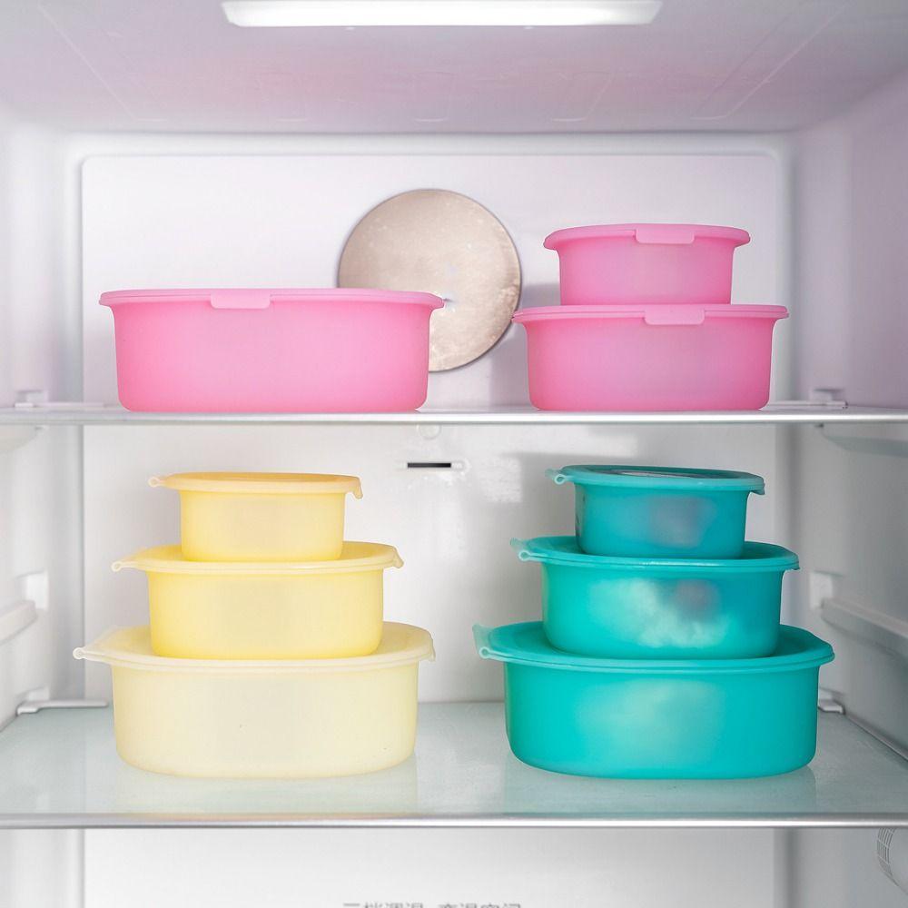 2Pcs Silicone Food Storage Container Sealed Lunch Box Multifunctional Refrigerator Organizer  Hiking