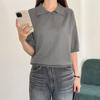 New Arrivals Open Run Women AuTumn ShorT Sleeve Collar T shirT Raglan Daily kniT