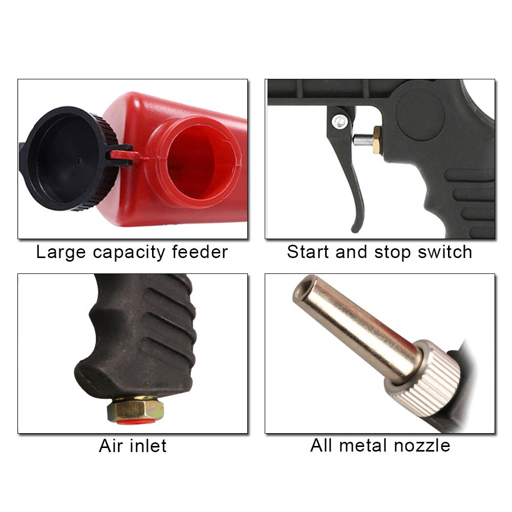 Sandblasting Gun Portable Gravity Sand Blaster High Pressure Gun 90psi Small Sand Blasting Machine Adjustable Handheld Pneumatic Blasting Gun Set