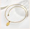 Russian Orthodox Cross Necklace Gold Plated Stainless Steel Oval Religious Medallion for Men Women Faith Gift