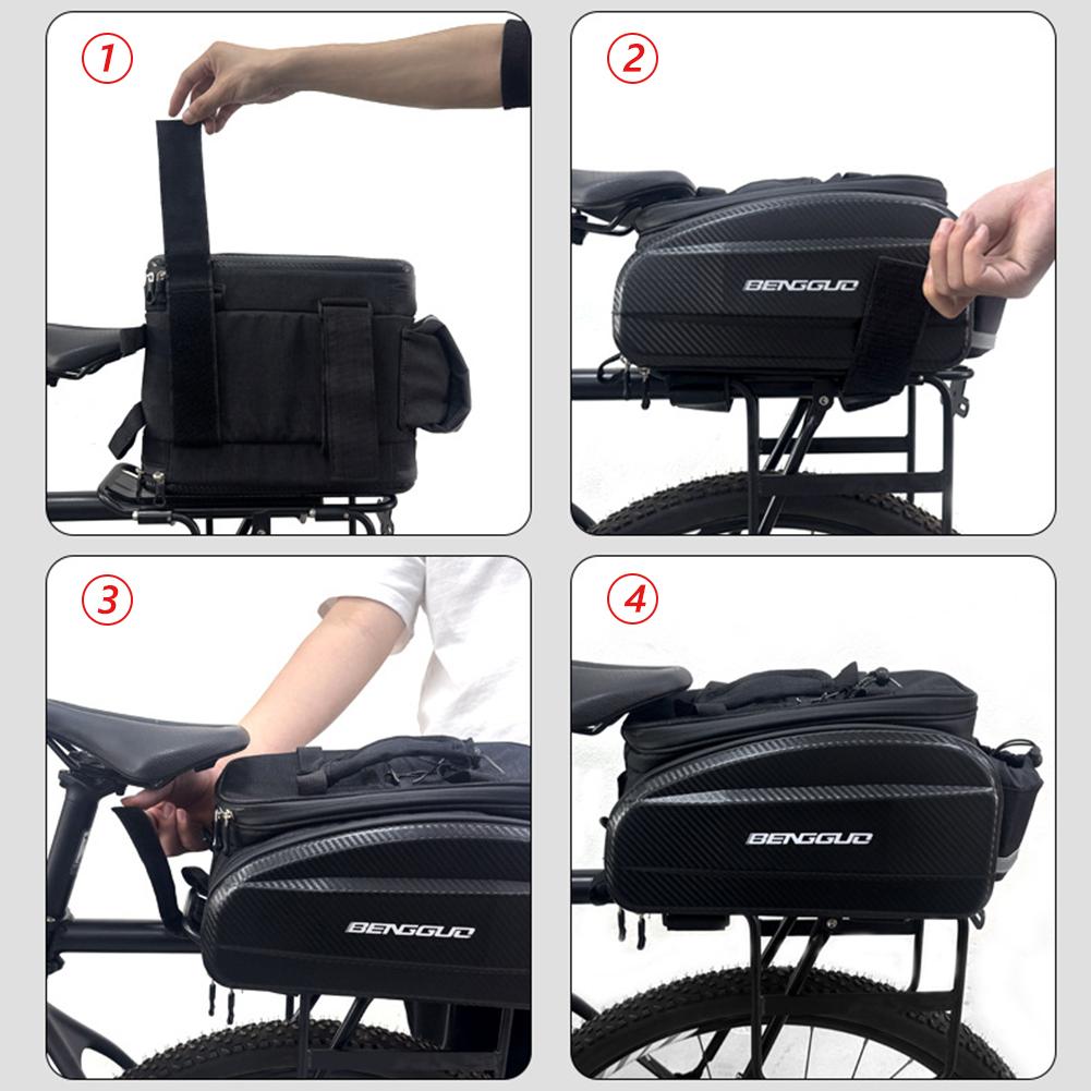 Bike Panniers with Reflector & Shoulder Strap Saddle Seat Bag Carrier Bicycle Rear Seat Pouch for Commuter Travel Outdoor
