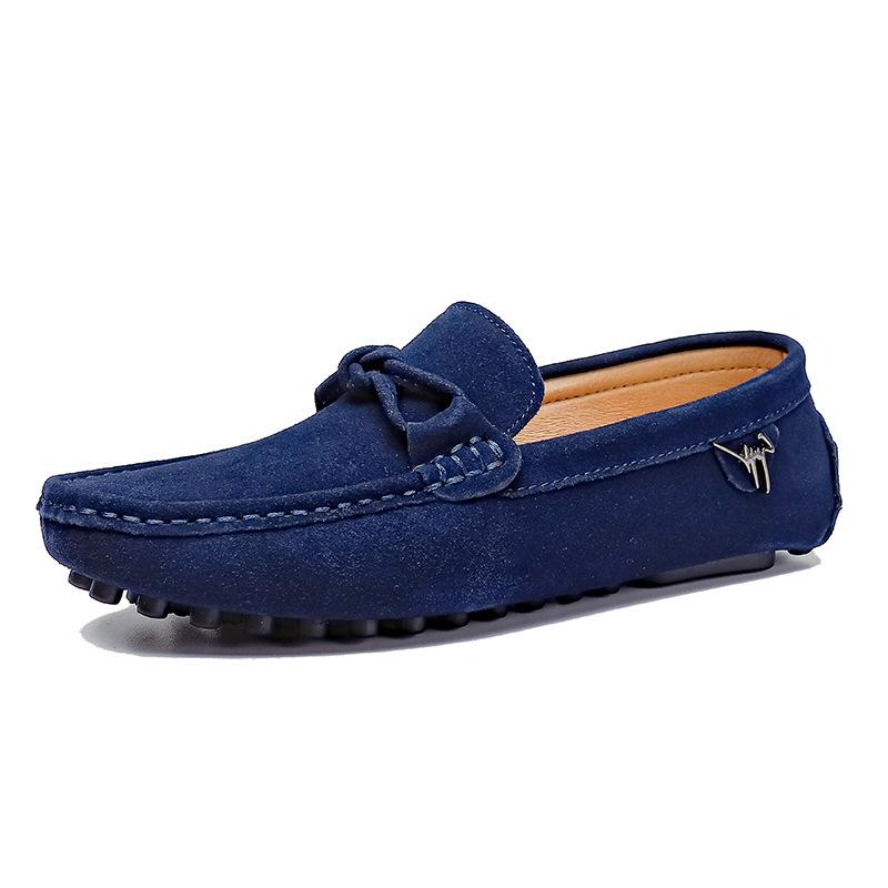 K1008 Men's Suede Moccasin Loafers - Casual Slip-On Driving Shoes for Spring/Summer, Low-Top, Flat Bottom, Large Size