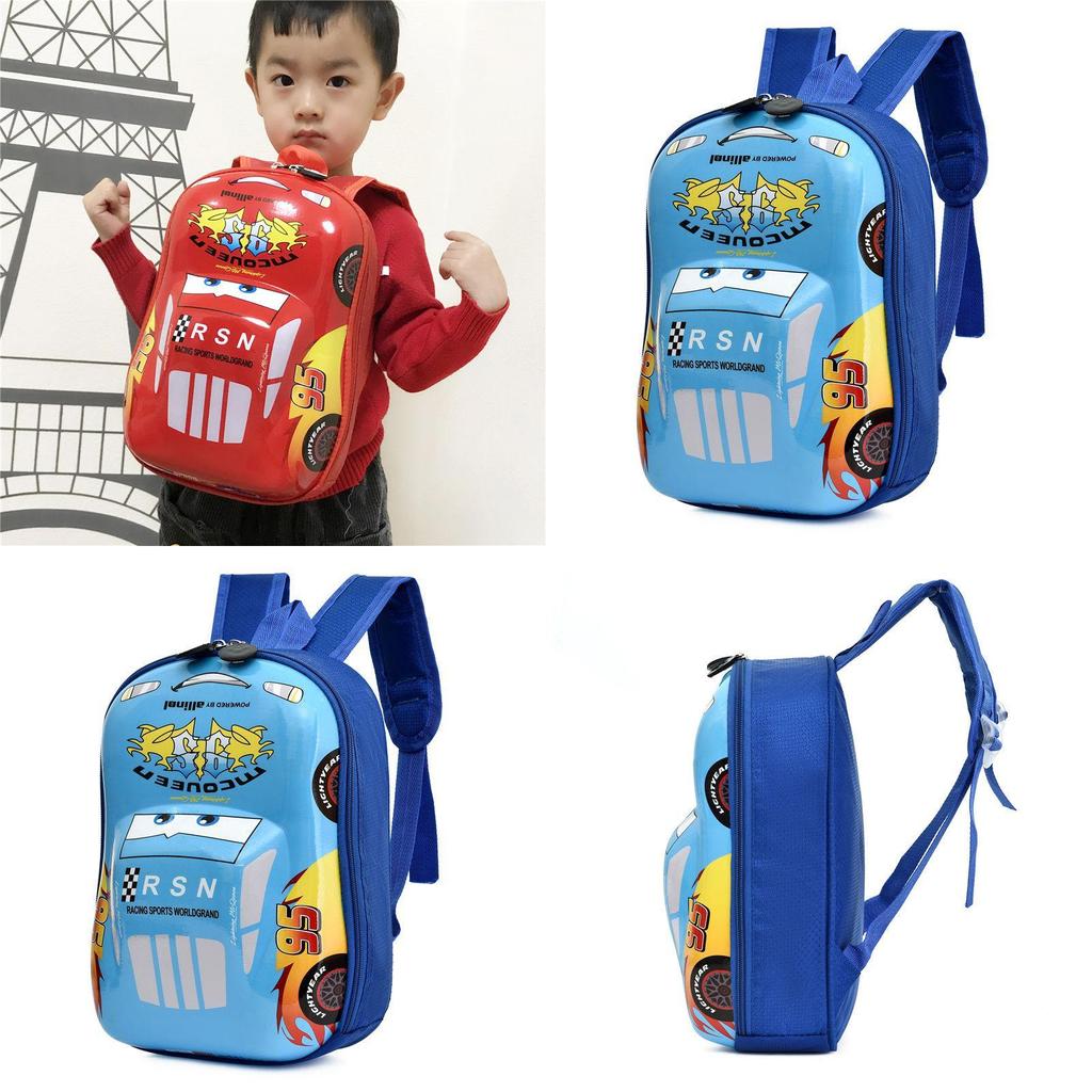 Kids Car Themed School Backpack Eva Material With Breathable Straps For Preschool And Elementary Education