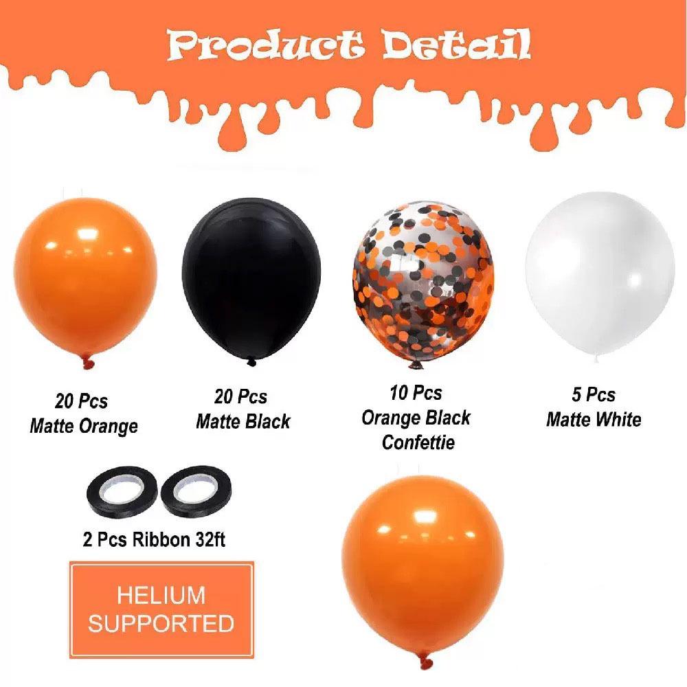 55-Piece Halloween Black & Orange Latex Balloon Set, 10/12 Inch Party Decorations