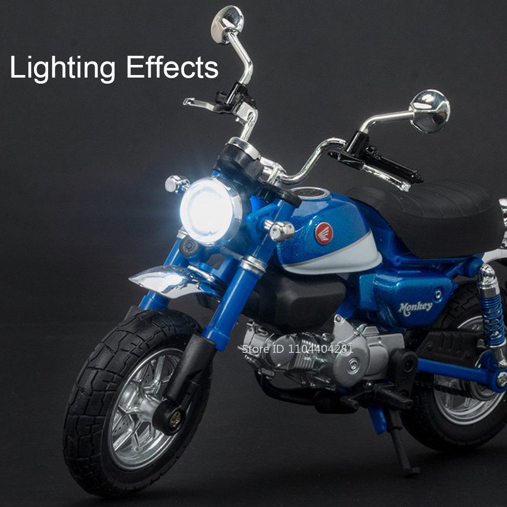 1:12 Honda Monkey Cbr1000 Motorcycle Model Diecast Alloy Car Toys Front Wheel Steering Shock Absorption Function Vehice Kid Gift