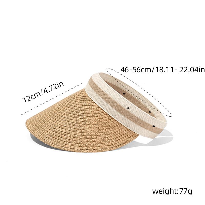 Summer Women Straw Hat Soft Folding Sun Hats Wide Brim Empty Top Ladies Outdoor Beach Panama Caps Ponytail Bucket Hat