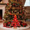 Christmas Tree - SPRINGOS - 29 Cm - Wood with Figurines - Red Decoration - Eco-friendly