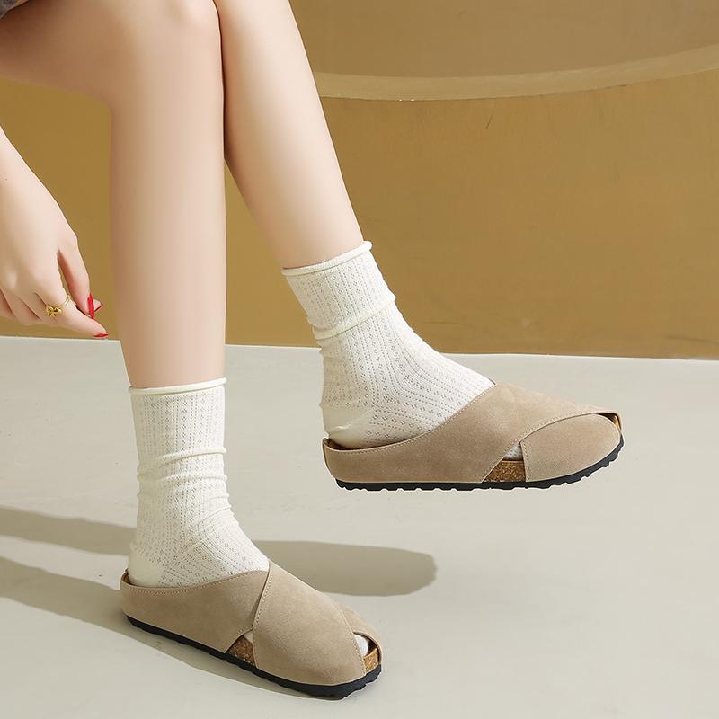 CRLAYDK Classic Women's Suede Clogs Footed Comfort Mules Slip On Casual Flat Shoes Backless Indoor Slides Outdoor Slippers