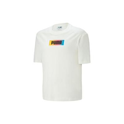 Puma T-Shirt mit Farbverlauf-Logo-Print, Kurzarm, Unisex-Oberteile, Weiß 623147-65