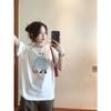 Men's and women's pure cotton short-sleeved summer new fashion printed white T-shirt loose inner bottoming shirt top