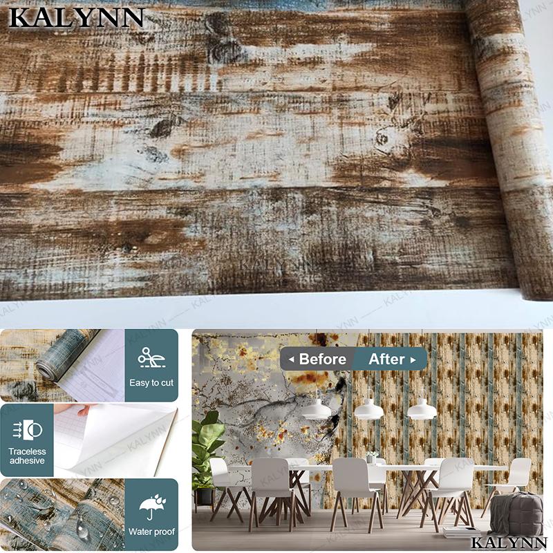 Peel and Stick Wallpaper Wood Plank Faux Wood Contact Paper Removable Self-Adhesive Vintage Wall Covering Prepasted Decorative