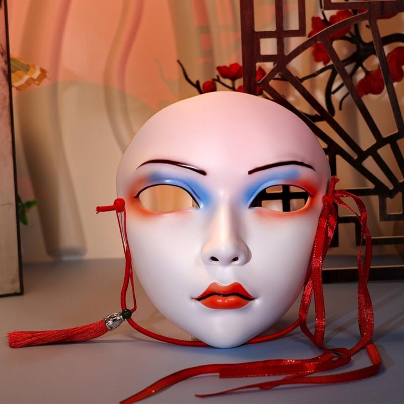 Hand Painted Mask Halloween Party Mask Full Face Mask Masquerade Mask for Women Cosplay Halloween Costume Accessories