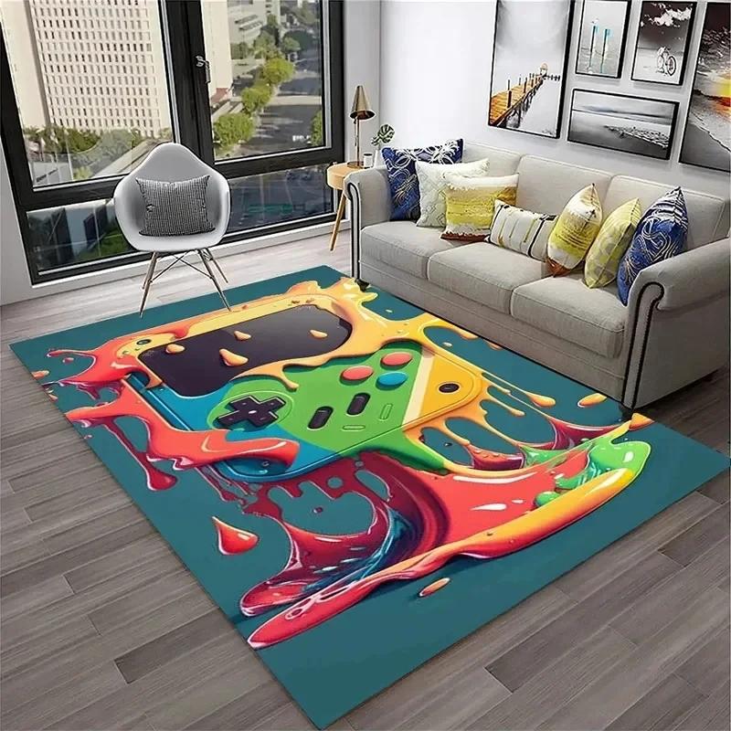 Gamer Rugs for Bedroom Playroom Boys Teen Game Gamepad Carpet Bathroom Kitchen Living Room Floor Mat Home Decor Non-Slip Doormat