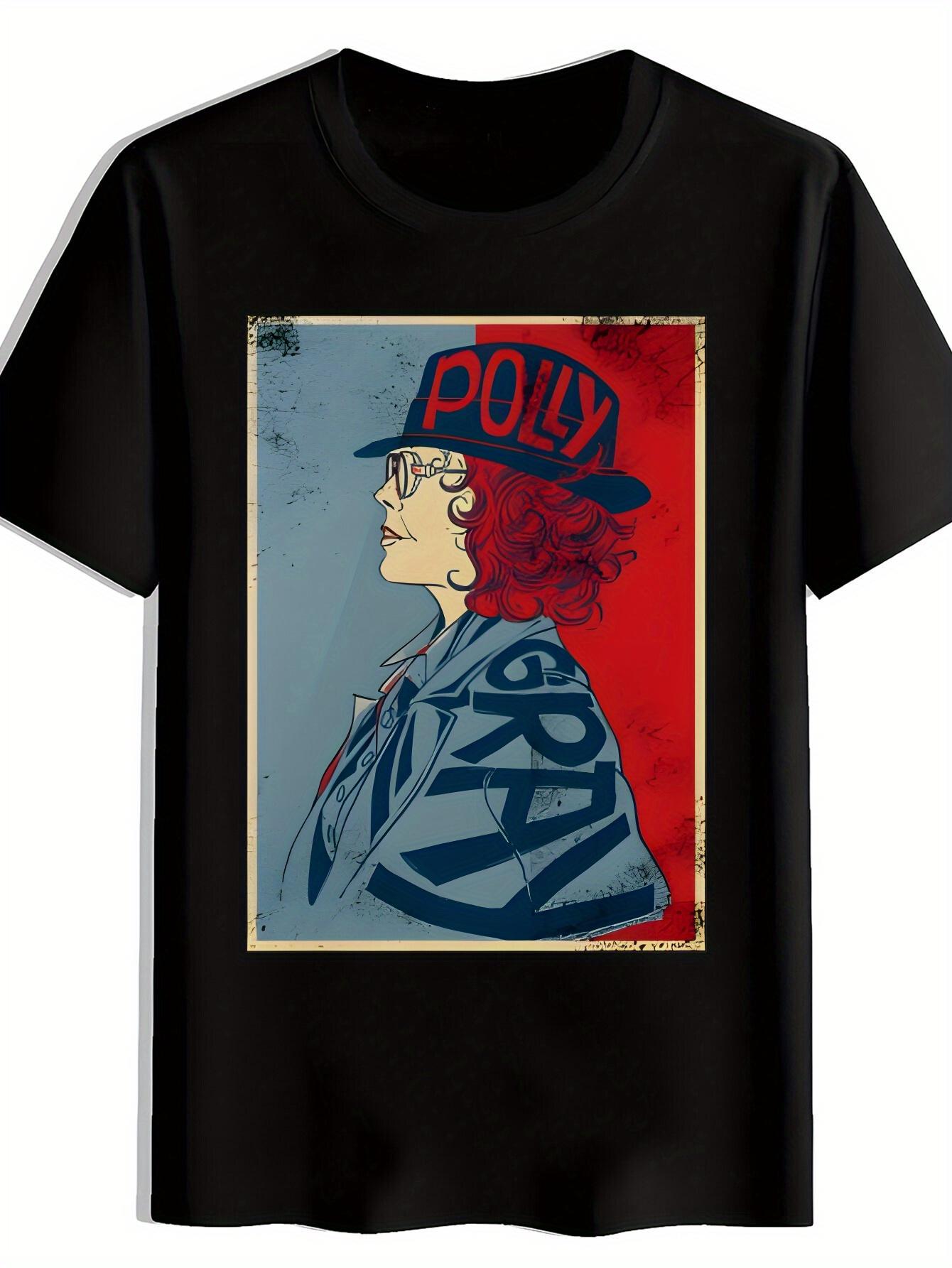 T-shirt Graphic Print Short Sleeve - Bold Red & Blue Contrast Portrait Design XL