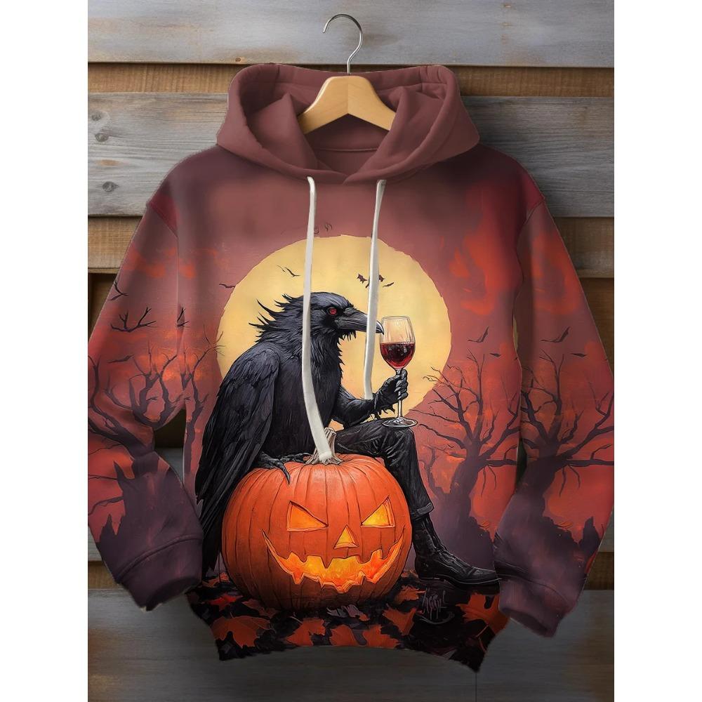 Halloween Pumpkin 3D Print Hoodies Men's Long Sleeve Hooded Sweatshirts Pullover Oversized Harajuku Coat Unisex Street Clothing